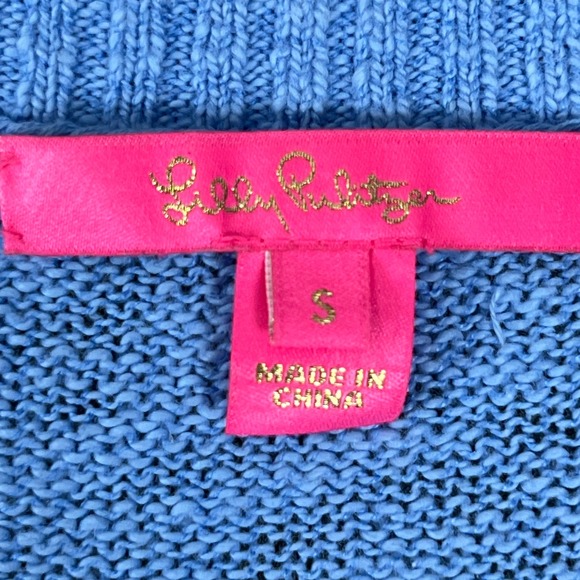 Lilly Pulitzer Sun Sand Sea Blue Pippy Knit Sweater Womens Small Cotton Blend - Picture 2 of 6